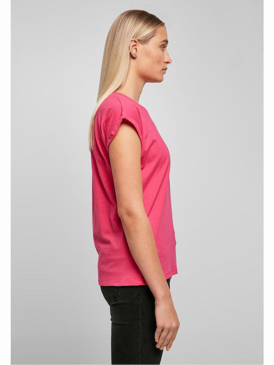 Damen Sportlich T-Shirt Hibiskus Pink