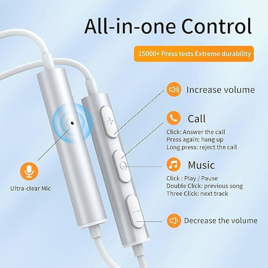 In Ear Benewy Usb C Earbuds In-ear Handsfree Headphones with Connector 3.5mm Pink