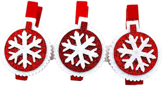 Decorative Red Snowflake Pegs 3pcs 1epx2077