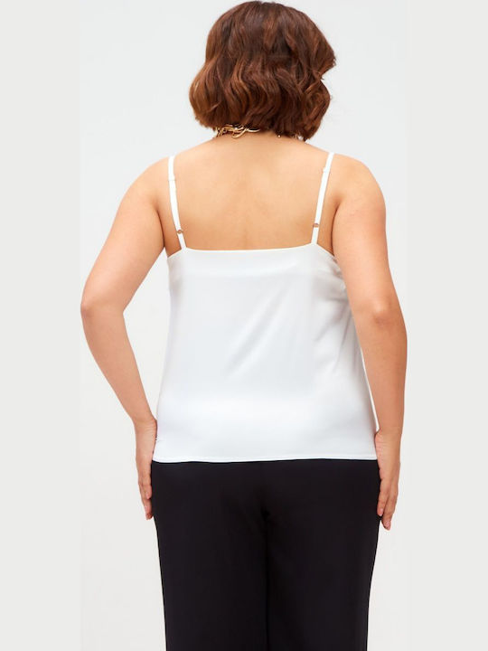 Undershirt Women's Crop Top Satin with Straps White