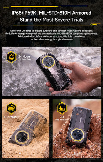 Ulefone Armor Mini 20 Dual SIM (8/256GB) Ανθεκτικό Smartphone Μαύρο