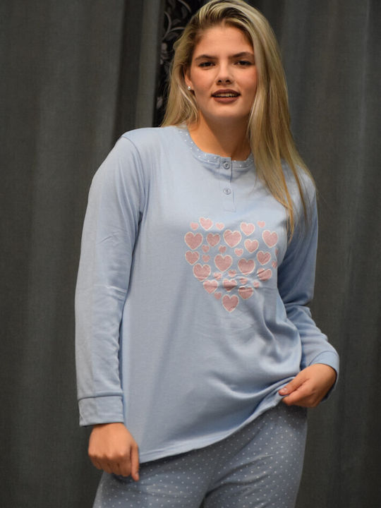 Caress Winter Women's Pyjama Set Fleece Light Blue