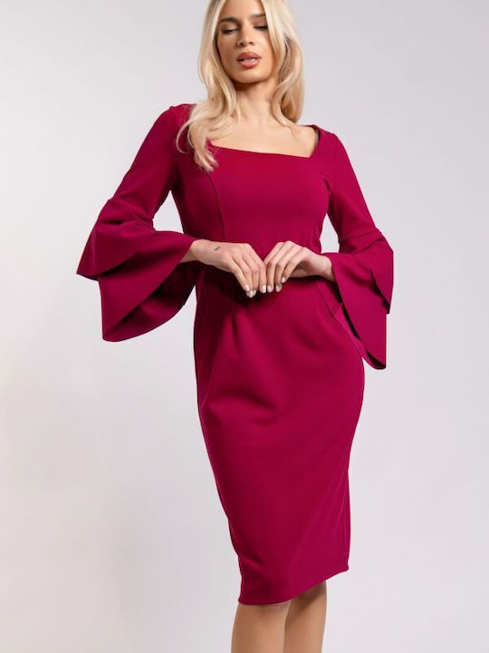 Dress with Ruffle Burgundy