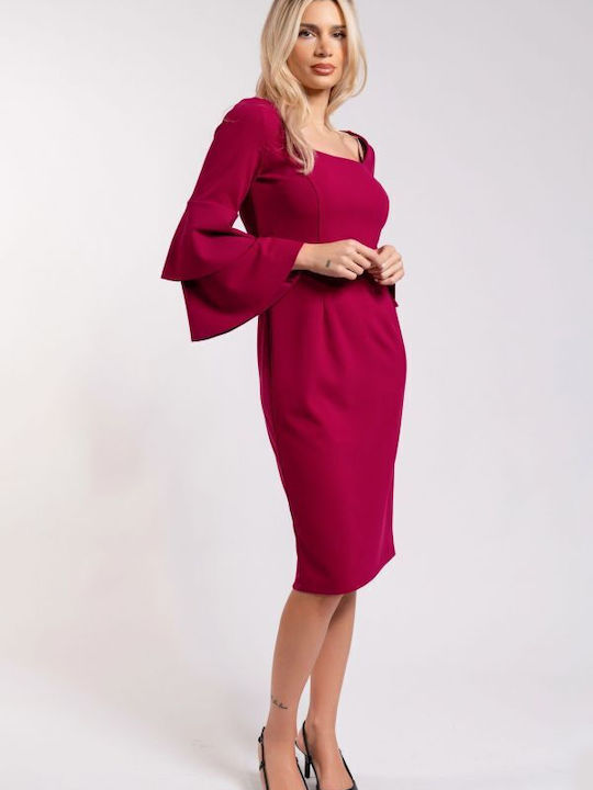 Dress with Ruffle Burgundy
