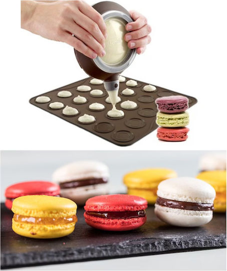 Quasar Co. Pastry Set 27 Macaron Sheet 48 Macaron Sheet Silicone Decorating Mold Silicone Brown-purple