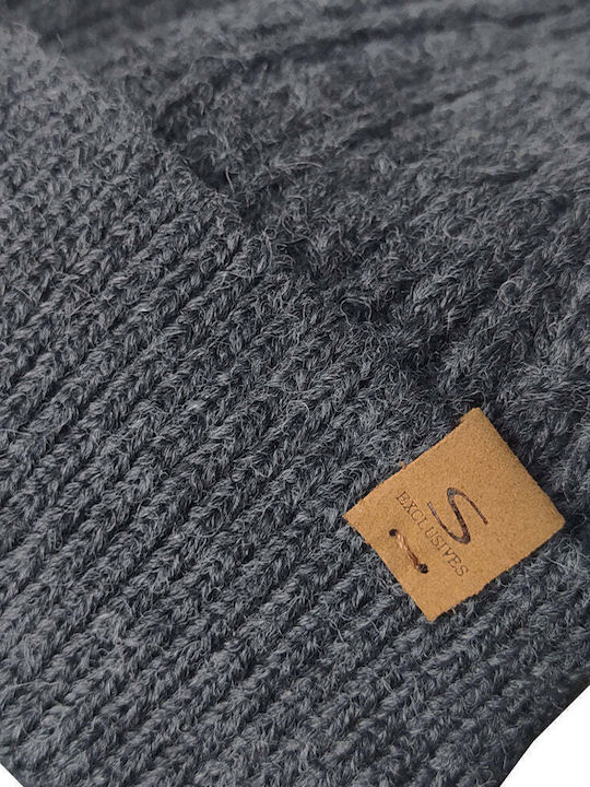 Beanie Ανδρικός Fleece Σκούφος Πλεκτός σε Γκρι χρώμα