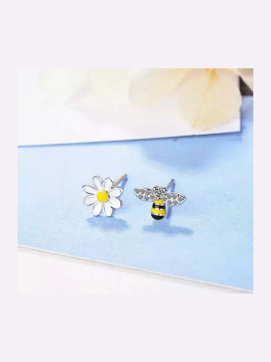 Kids Hypoallergenic Earrings Flower & Bee Silver 925 Bode 01688 Kids Hypoallergenic Earrings Flower & Bee Silver 925 Bode 01688