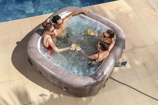 Lay-Z-Spa Rome MaxHold EnergySense UltraFit Smart AirJet Square PVC Swimming Pool 840L Inflatable with Hydromassage 180x180x66cm Brown Marble