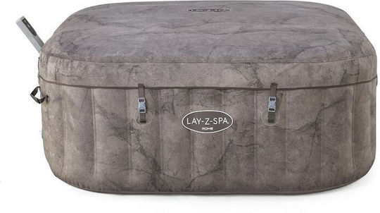 Lay-Z-Spa Rome MaxHold EnergySense UltraFit Smart AirJet Square PVC Swimming Pool 840L Inflatable with Hydromassage 180x180x66cm Brown Marble