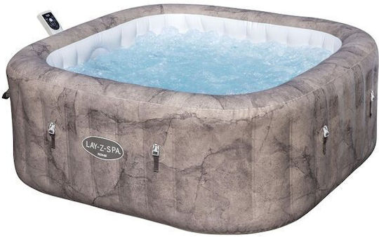Lay-Z-Spa Rome MaxHold EnergySense UltraFit Smart AirJet Square PVC Swimming Pool 840L Inflatable with Hydromassage 180x180x66cm Brown Marble