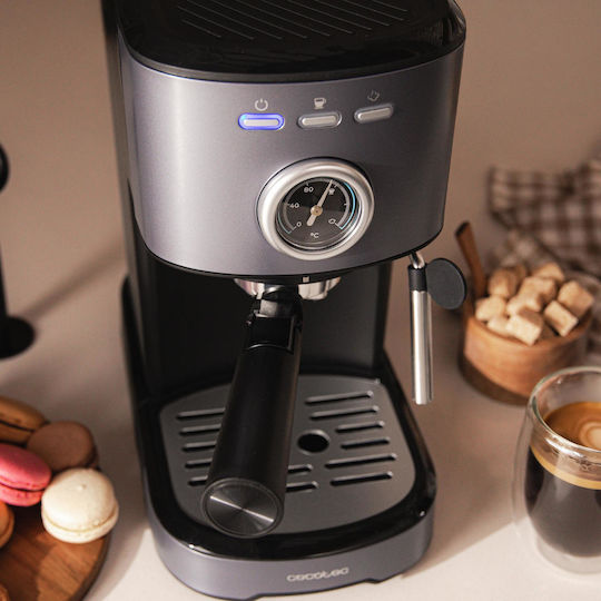 Cecotec Power 20 Pecan Steel Μηχανή Espresso 1100W Πίεσης 20bar Γκρι