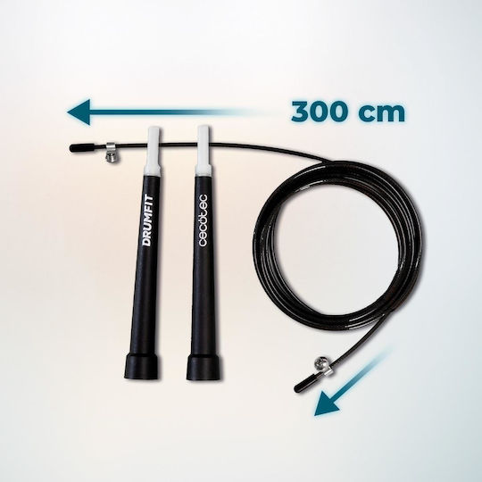 Cecotec Επαγγελματικό Σχοινάκι Drumfit Speed Rope Ατσάλι Εργονομικές Λαβές Προπονήσεις Υψηλής Έντασης Ρυθμιζόμενο 300 Εκ Σύστημα Smoothbearing 360º Cec-07130