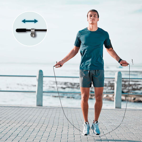 Cecotec Επαγγελματικό Σχοινάκι Drumfit Speed Rope Ατσάλι Εργονομικές Λαβές Προπονήσεις Υψηλής Έντασης Ρυθμιζόμενο 300 Εκ Σύστημα Smoothbearing 360º Cec-07130