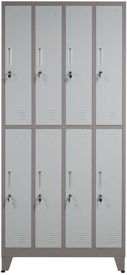 Schließfach ES-25 Metallisch mit Verriegelungsfunktion mit 8 Außenschränke 90x45x195cm