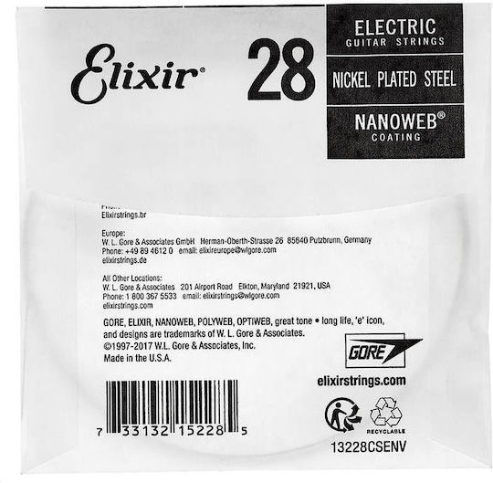 Elixir Single Nickel Plated Steel String for Electric Guitar Nanoweb