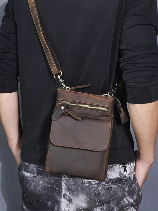 Leder Herrentasche Schulter / Crossbody Braun