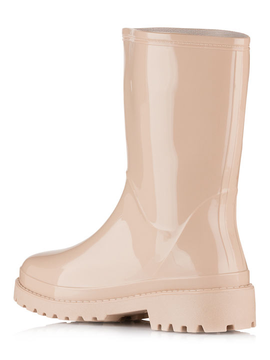 Plato Women's Fur Lined Short Wellies Beige