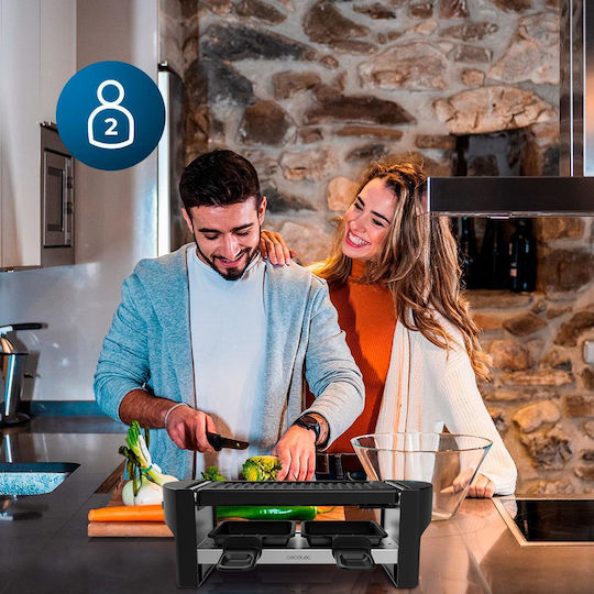 Cecotec Raclette Cheese & Grill 3200 Επιτραπέζια Ηλεκτρική Ψησταριά Raclette Αυλακωτής Πλάκας 320W Ανοξείδωτη 20x10εκ.