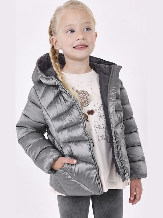 Kids' Quilted Jacket with Hood Gray