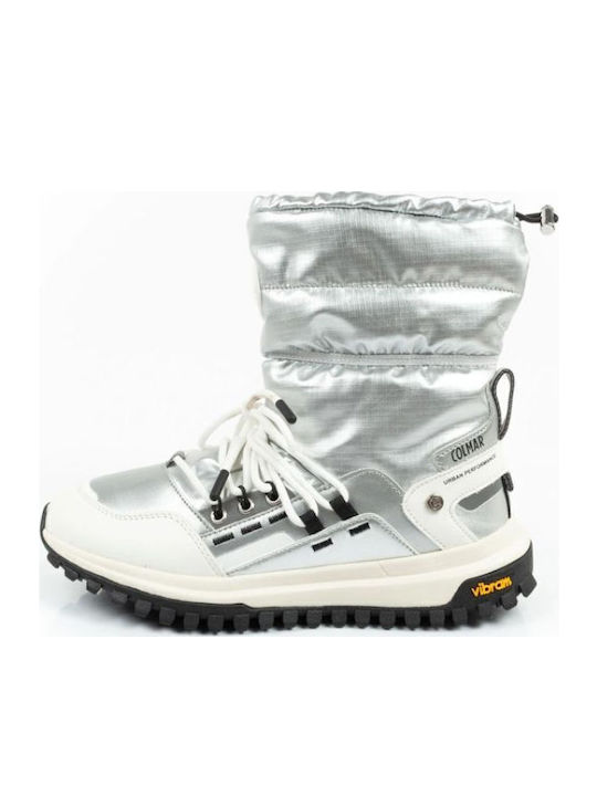 Leather Snow Boots with Rubber & Fur Warmer Silver
