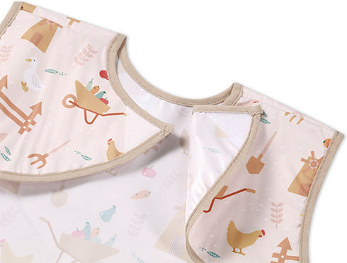 Babyono Baby Bib Waterproof Plastic Coverall with Hoop & Loop Fastener and Pocket for 6 Months+