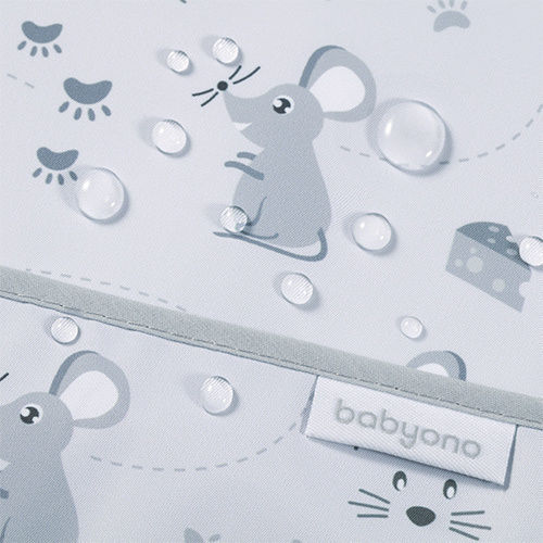 Babyono Baby Bib Waterproof Plastic Coverall with Hoop & Loop Fastener & Pocket Mouse for 6 Months+