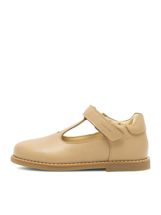 Παιδικές Μπαλαρίνες mit Bügel- und Schleifenverschluss Leder Beige