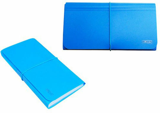 Metron Clipboard Flexible with 12 plastic sleeves Slides Blue Document holder 12 Positions Elastic 1pcs