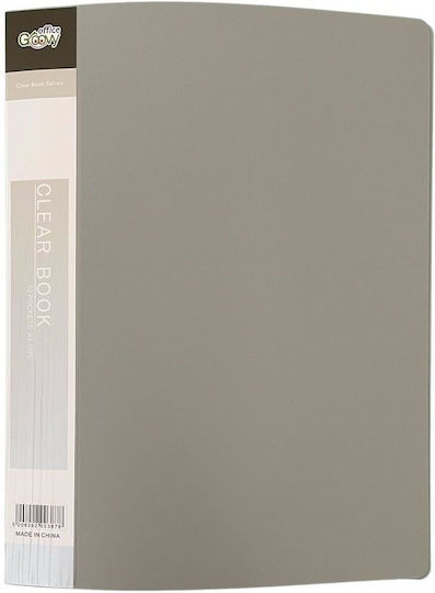 Groovy Clipboard Flexible with 10 plastic sleeves Slides for Paper A4 Gray 1pcs