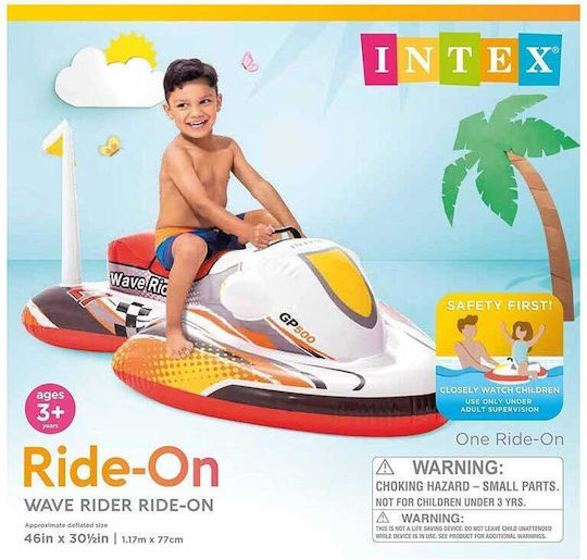 Intex Wave Rider Kid's Inflatable Ride On Jet Ski with Handles Red 117x77cm