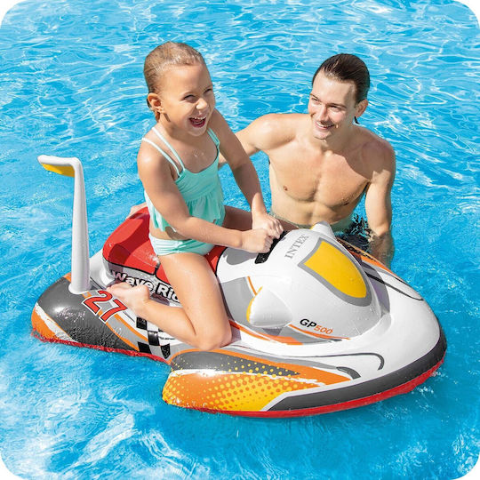Intex Wave Rider Kid's Inflatable Ride On Jet Ski with Handles Red 117x77cm