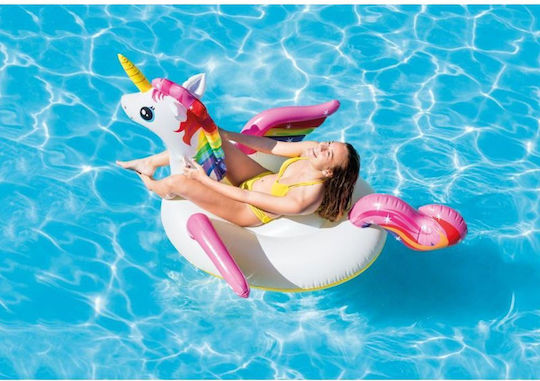 Intex Kid's Inflatable Ride On Sea Unicorn with Handles White 201x140cm