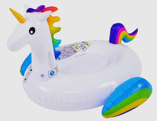 Jilong 132cm Παιδικό Φουσκωτό Ride On Θαλάσσης Unicorn με Χειρολαβές Λευκό 132x110cm