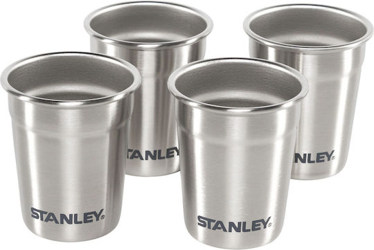 Stanley The Pre-Party Glass for Camping Set of 4 Glasses & Khaki Flask