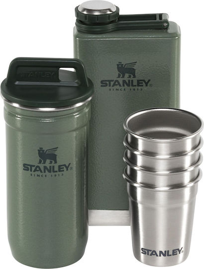 Stanley The Pre-Party Pahar pentru Camping Set de 4 pahare și sticlă termos de culoare kaki