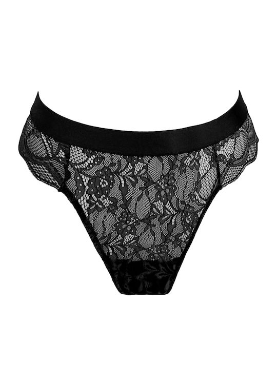 High-waisted Women's Brazil Seamless with Lace Black