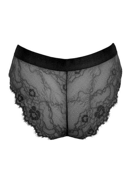 Damen Slip Nahtlos mit Spitze Schwarz