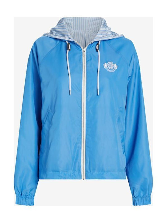 Women's Short Lifestyle Jacket Double Sided Windproof for Spring or Autumn Light Blue