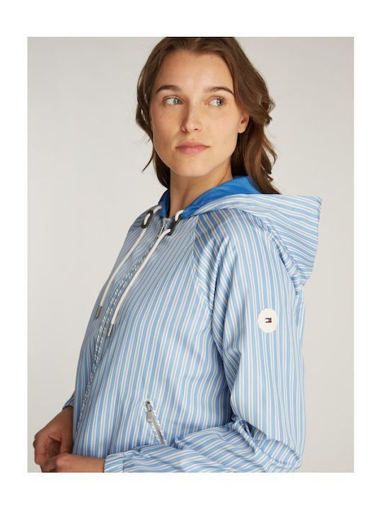 Women's Short Lifestyle Jacket Double Sided Windproof for Spring or Autumn Light Blue