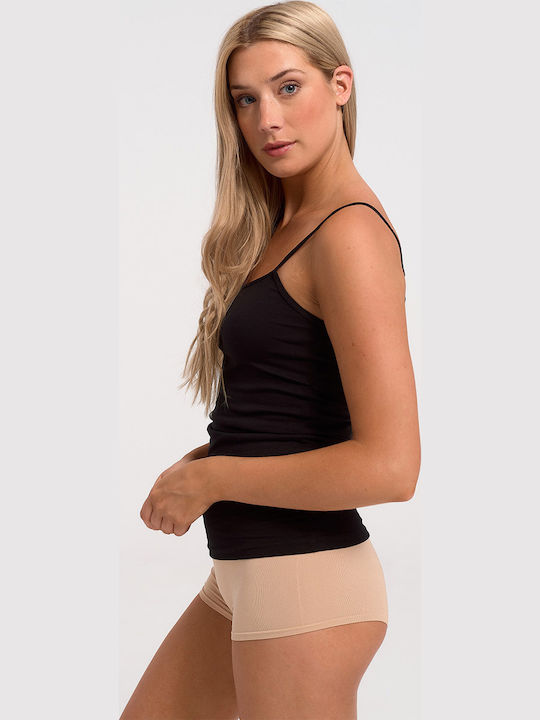 Women's Cotton T-Shirt with Spaghetti Strap Black