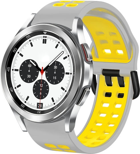 Samsung Galaxy Watch 4 Classic 42mm 20mm Atmungsaktives Zwei-Farben-Silikonarmband Grau+Gelb