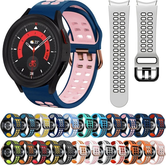 Samsung Galaxy Watch 4 44mm 20mm Breathable Silicone Watch Band Two-Tone Gray+Yellow