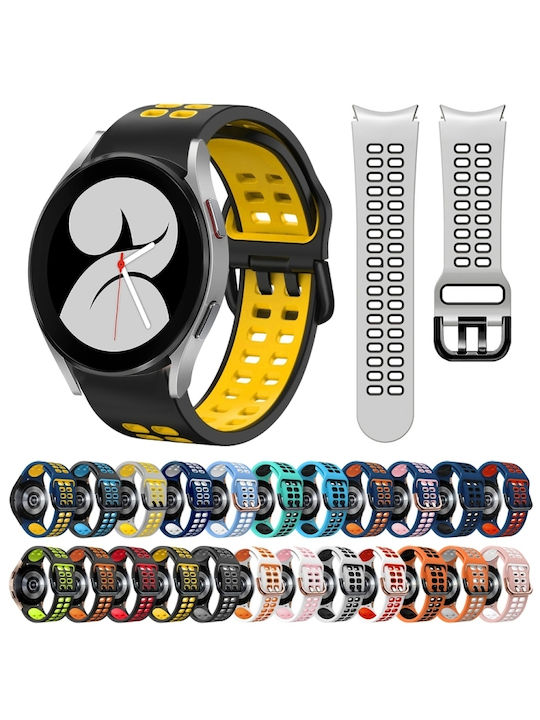 Samsung Galaxy Watch 4 Classic 42mm 20mm Breathable Two-Color Silicone Watch Strap Gray+Yellow