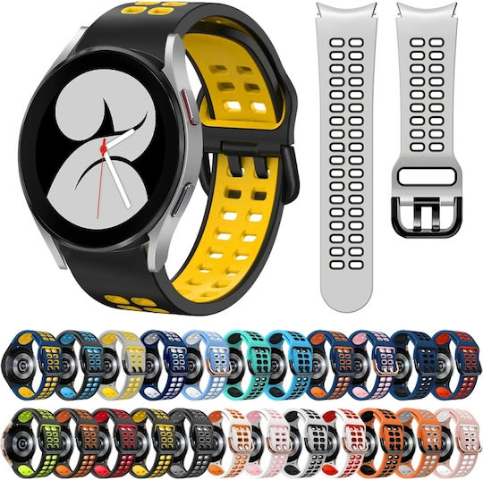 Samsung Galaxy Watch 4 Classic 42mm 20mm Atmungsaktives Zwei-Farben-Silikonarmband Grau+Gelb