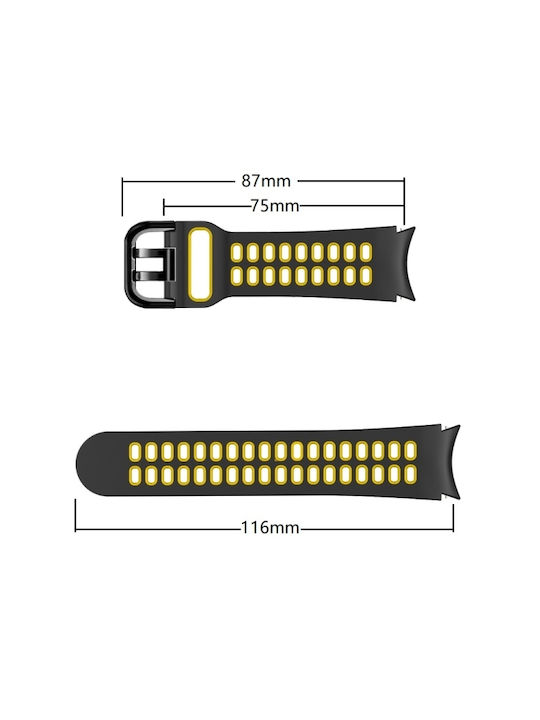 Samsung Galaxy Watch 4 44mm 20mm Breathable Silicone Watch Band Two-Tone Gray+Yellow