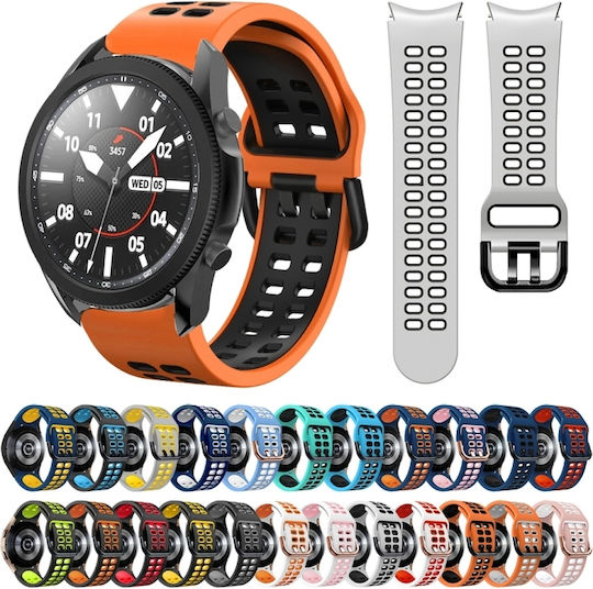 Samsung Galaxy Watch 4 Classic 42mm 20mm Atmungsaktives Zwei-Farben-Silikonarmband Grau+Gelb