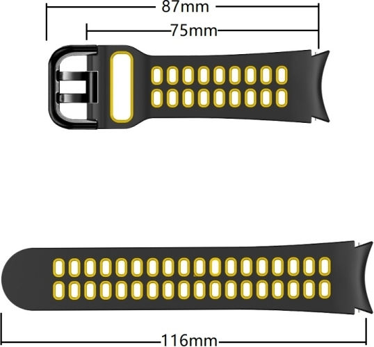 Samsung Galaxy Watch 4 Classic 42mm 20mm Atmungsaktives Zwei-Farben-Silikonarmband Grau+Gelb