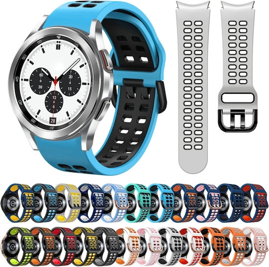 Samsung Galaxy Watch 4 44mm 20mm Breathable Silicone Watch Band Two-Tone Gray+Yellow