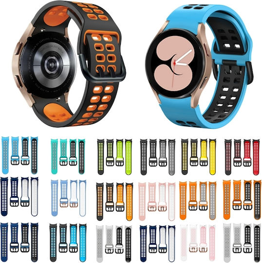Samsung Galaxy Watch 4 Classic 42mm 20mm Atmungsaktives Zwei-Farben-Silikonarmband Grau+Gelb