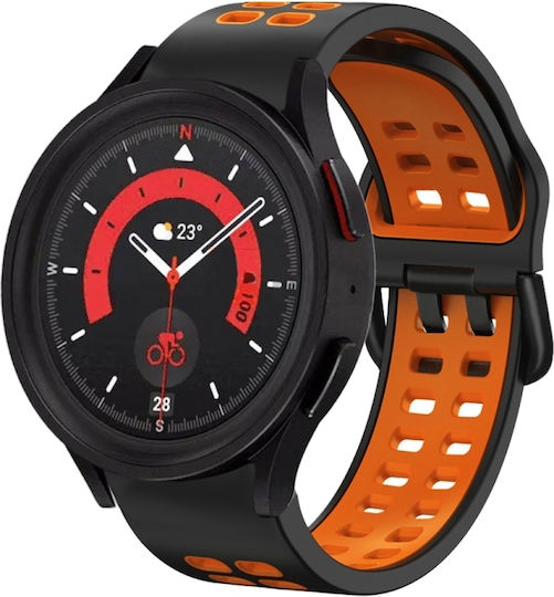 Samsung Galaxy Watch 4 44mm 20mm Breathable Silicone Watch Band Two-Tone Gray+Yellow